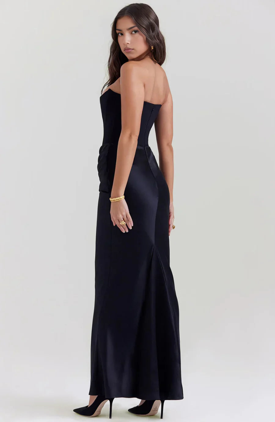 Strapless Elegant Maxi Dress (Black)