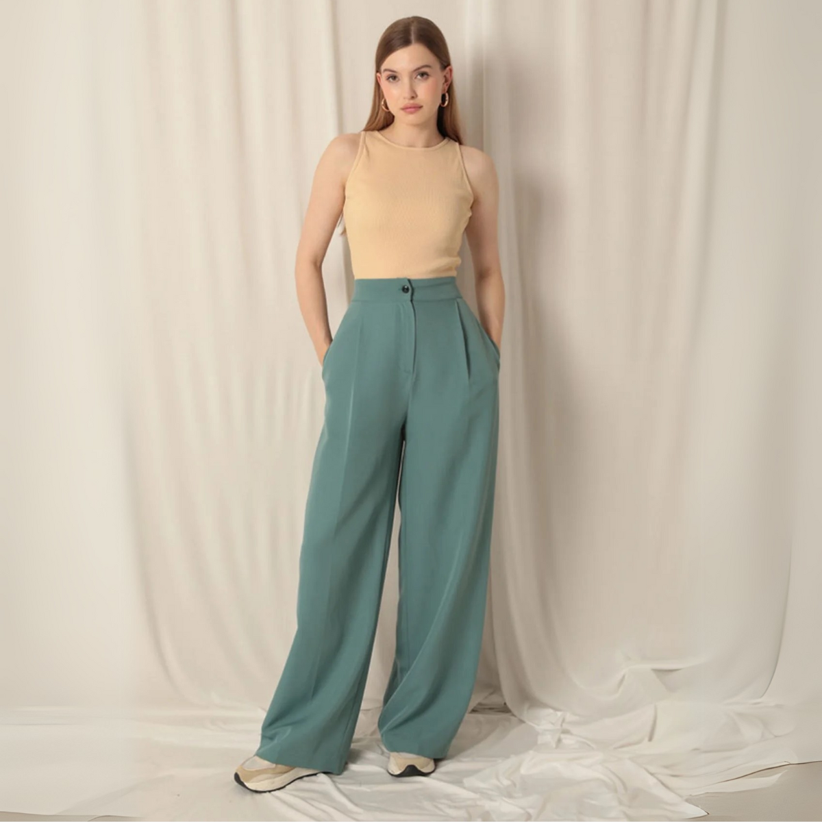 Wide-Leg Pants (Mint Green)