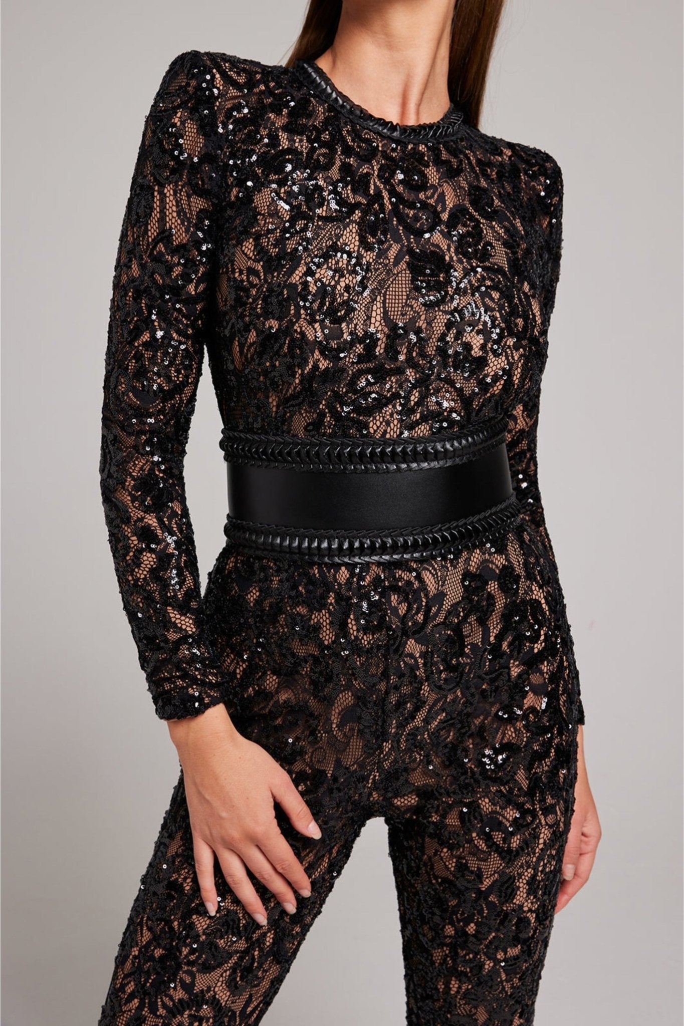 Sheer Lace Jumpsuit (Black)