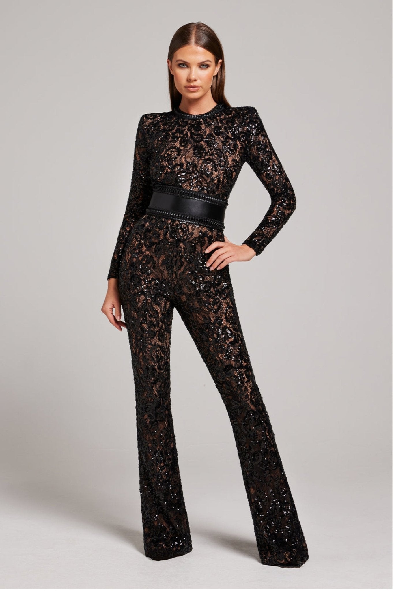 Sheer Lace Jumpsuit (Black)